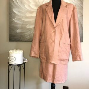 Pink Linen Skirt Suit